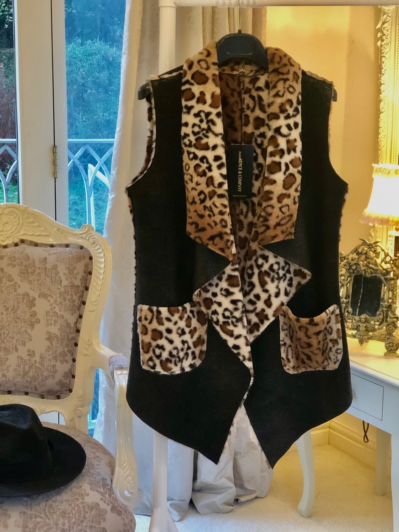Faux Leather Leopard Print Gilet Black £24.00 - Florence and Company  Clothing
