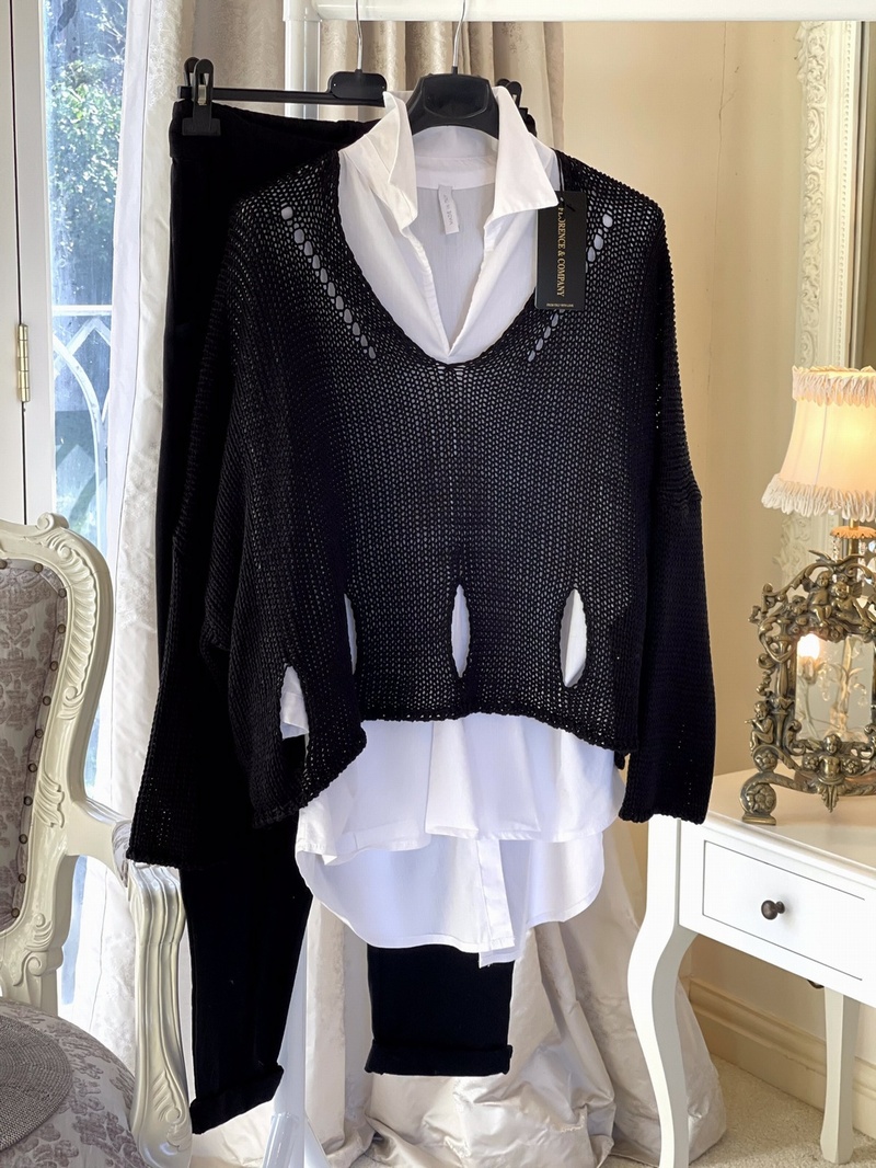 New Season Designer Inspired Layering Knit Black