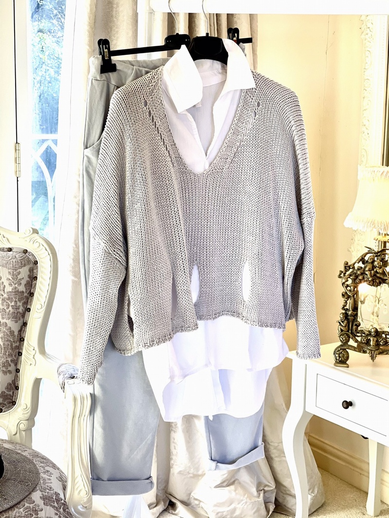 New Season Designer Inspired Layering Knit Dove Grey