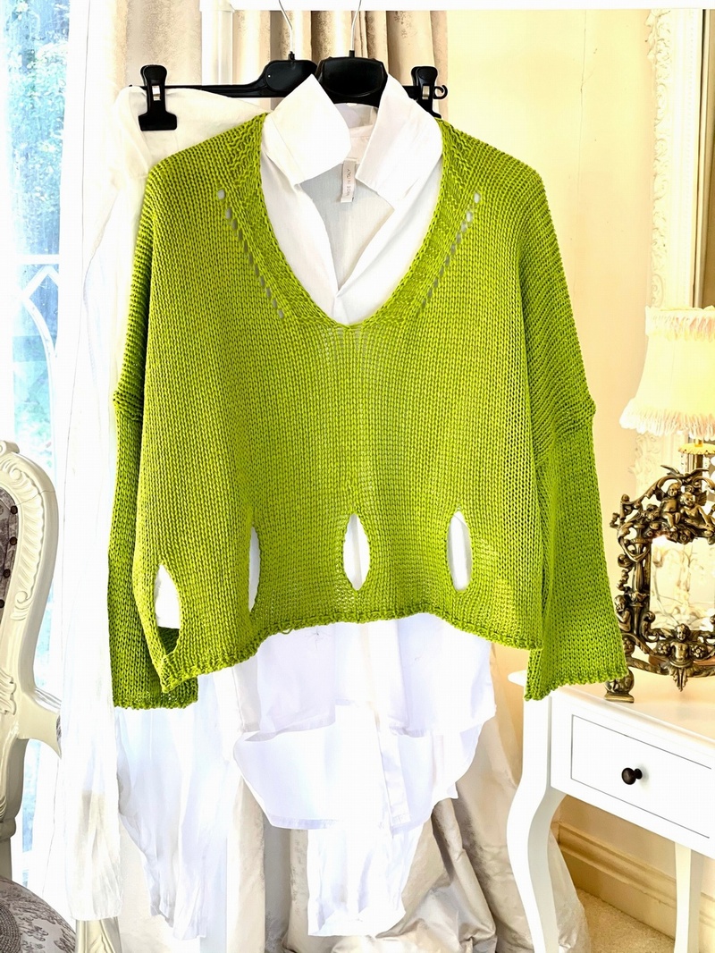New Season Designer Inspired Layering Knit Lime