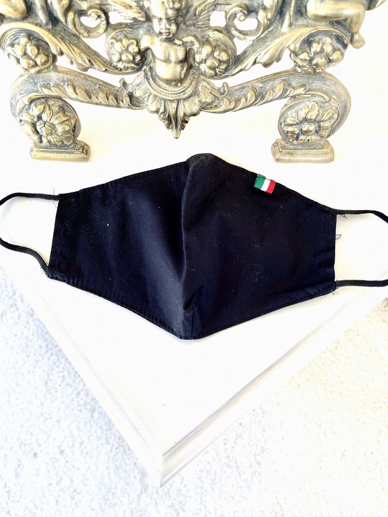 Face Mask Black Italian Flag Design