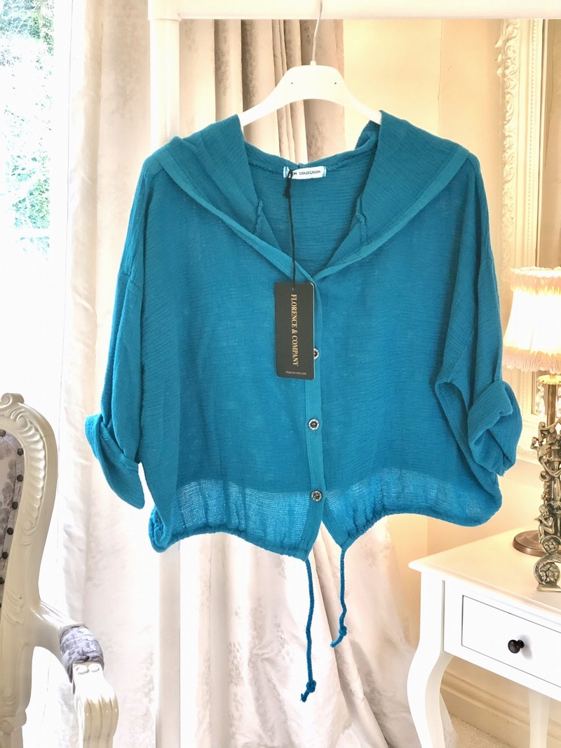 Short Hoody Jacket Turquoise