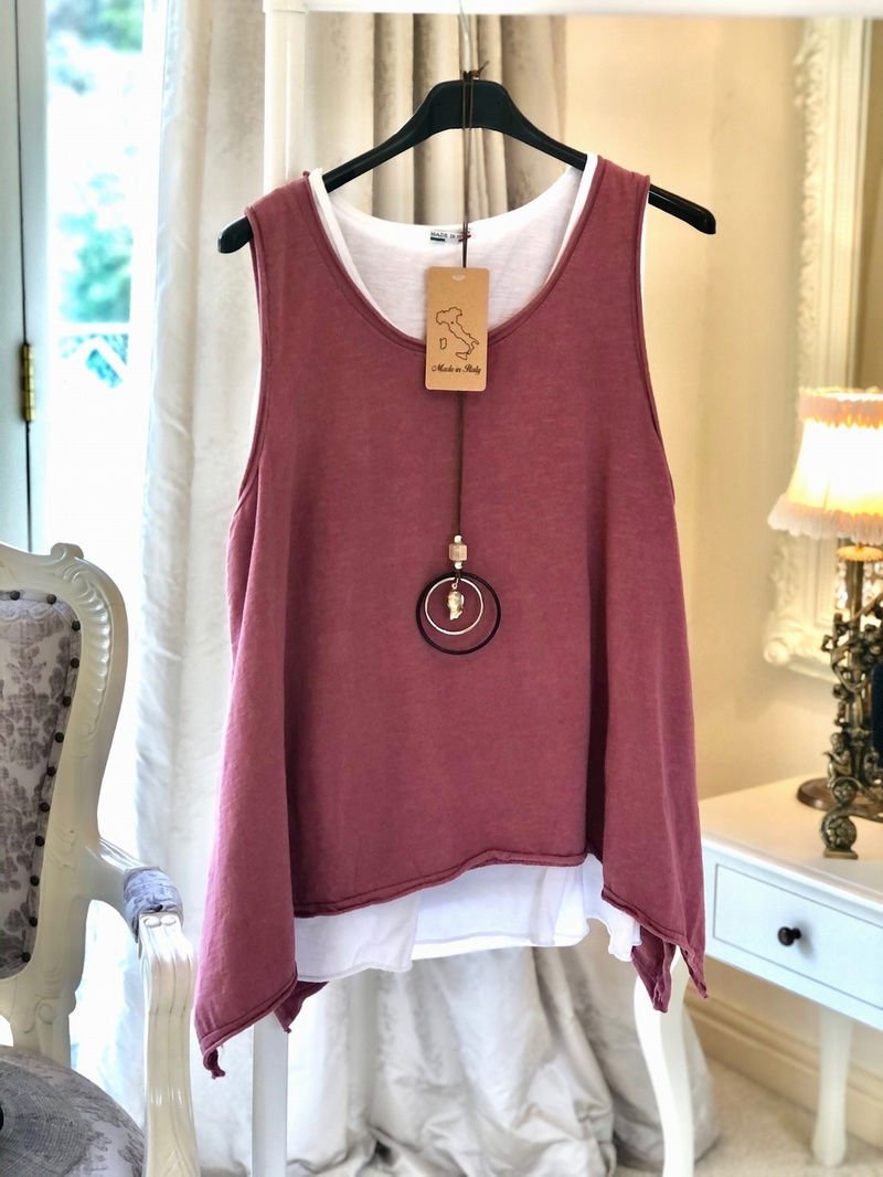 Double Necklace Vest Raspberry