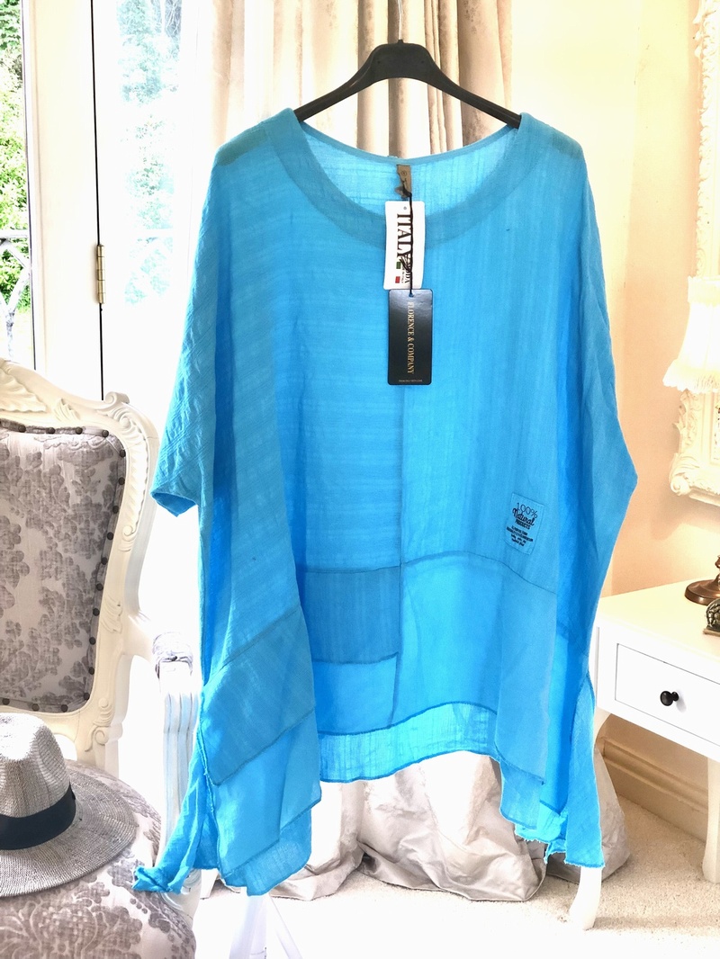 Tail Sides Asymmetrical Design Top Turquoise