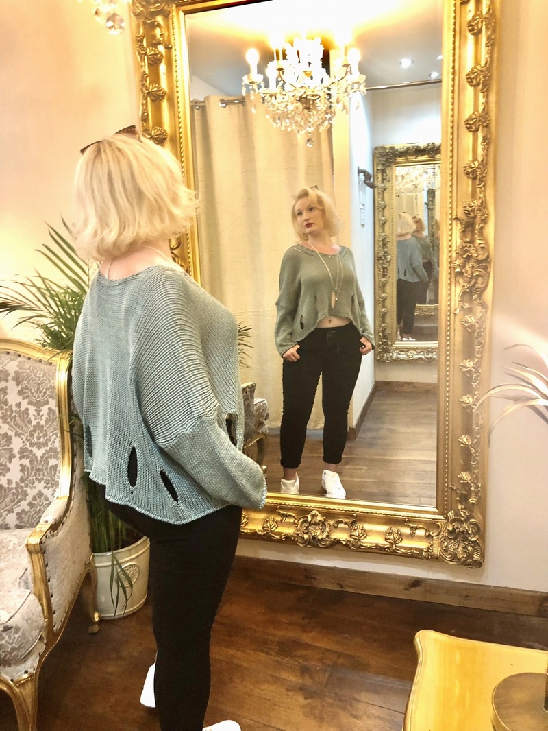 Designer Inspired Asymmetrical Lawyering Knit Tiffany
