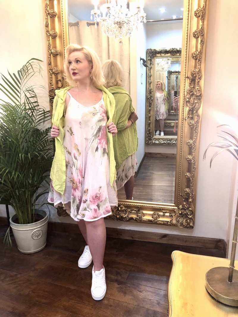 Linen Mix Hooded Jacket Lime