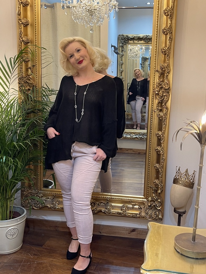 Designer Inspired Asymmetrical Knit Black