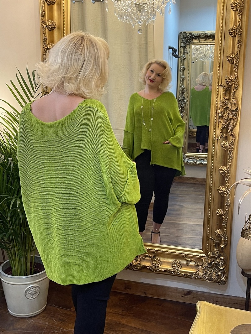 Designer Inspired Asymmetrical Knit Lime