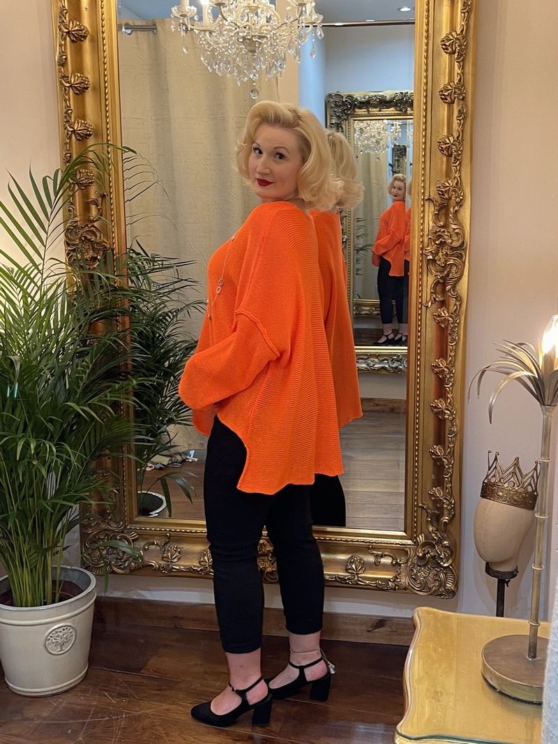 Designer Inspired Asymmetrical Knit Orange