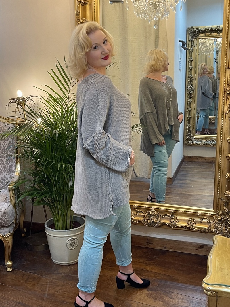 Designer Inspired Asymmetrical Knit Grey