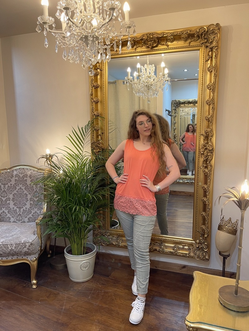 Designer Inspired Deep Lace Layering Vest Orange