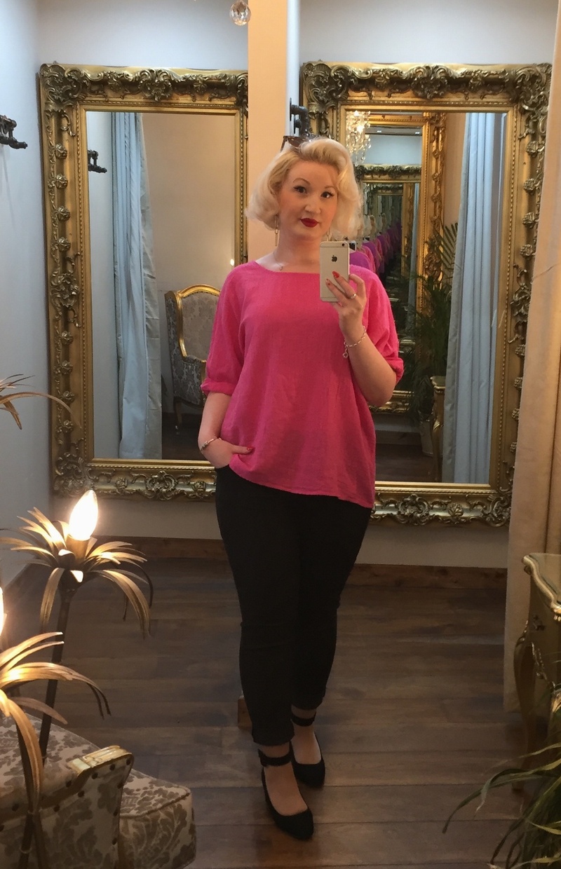 Cheesecloth top cerise