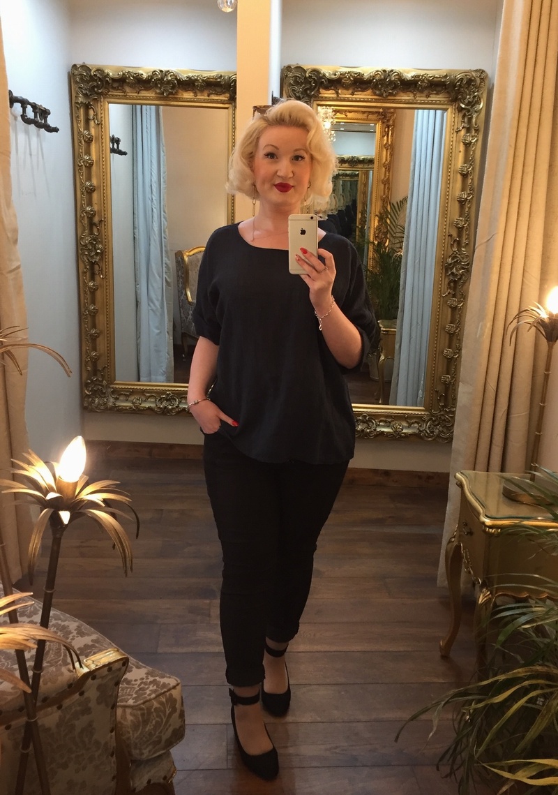 Cheesecloth top navy