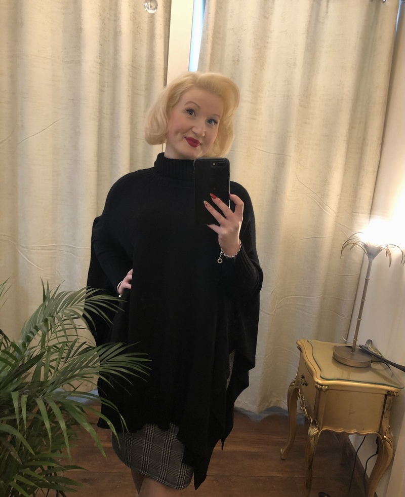 Designer Inspired Polo Batwing Knit Black
