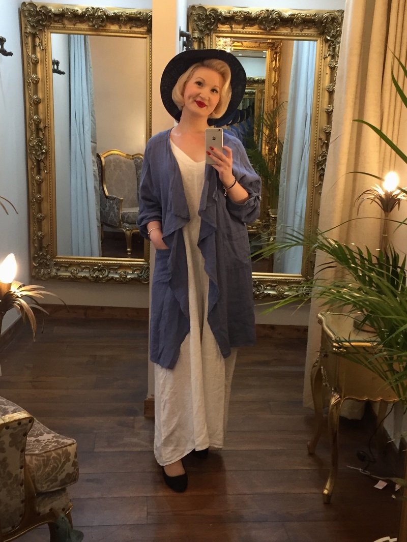 Pure Linen Jacket Blue