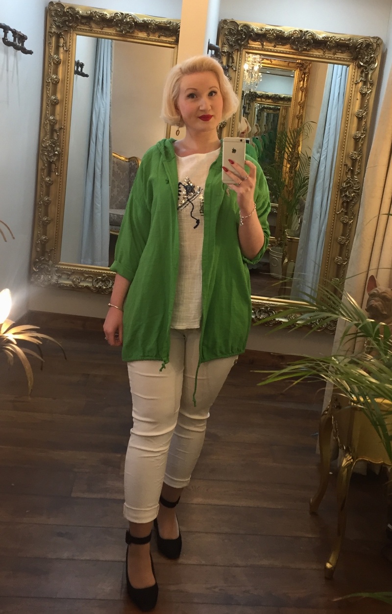Long Linen Hooded Jacket Green
