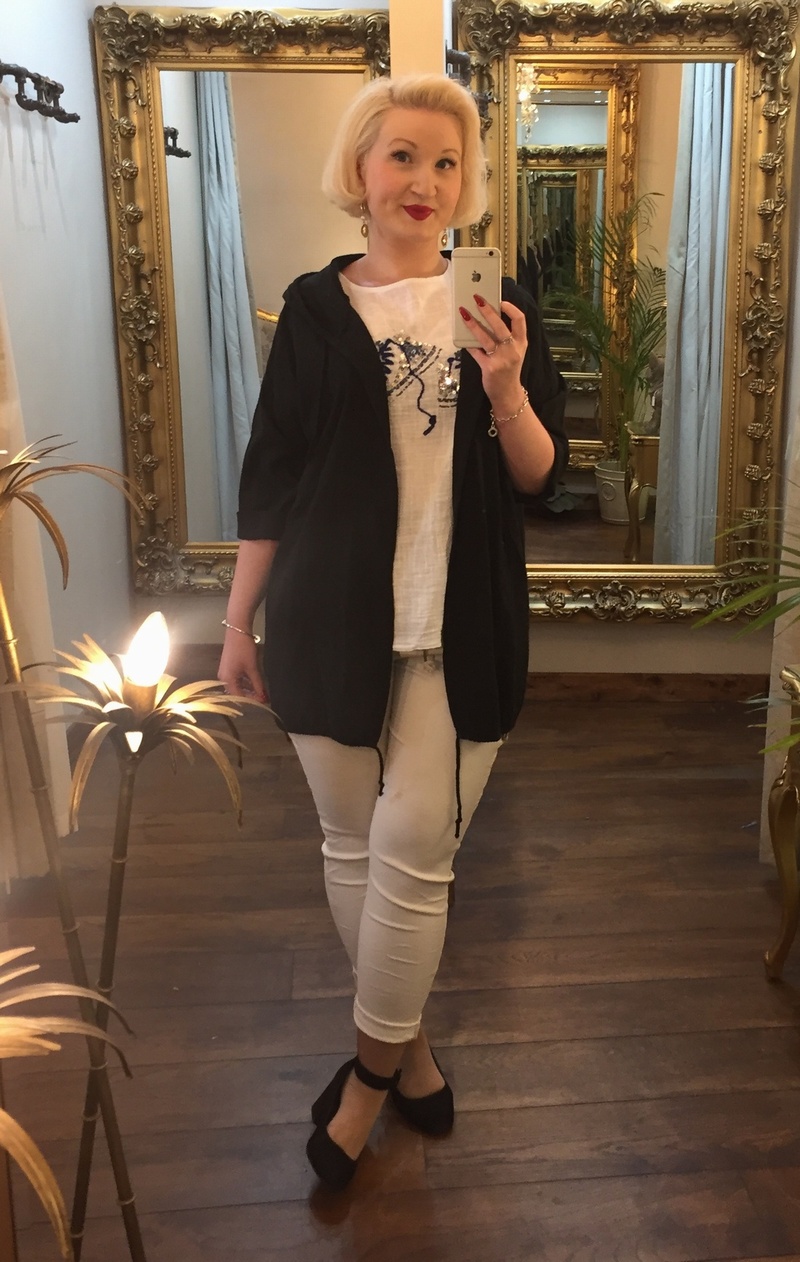 Long Linen Hooded Jacket Black