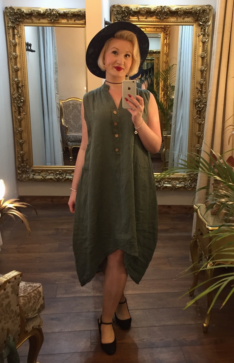 Pure Linen Dress Khaki