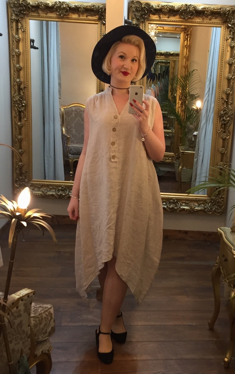 Pure Linen Dress Beige
