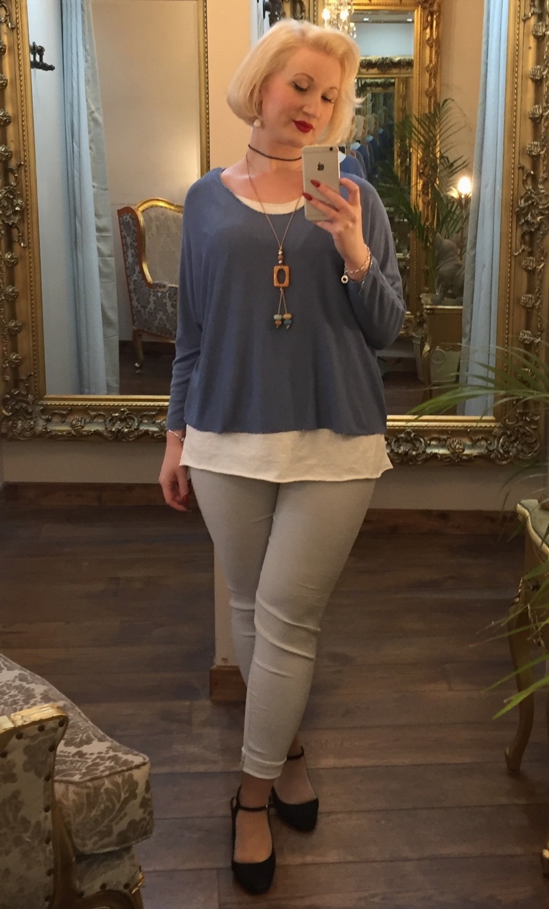 Plain Necklace Top Blue