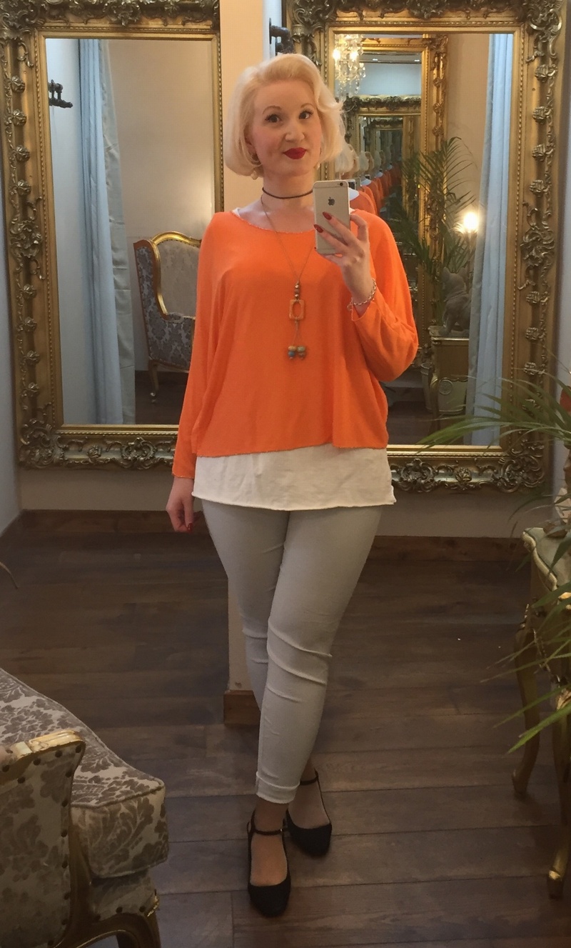 Plain Necklace Top Orange
