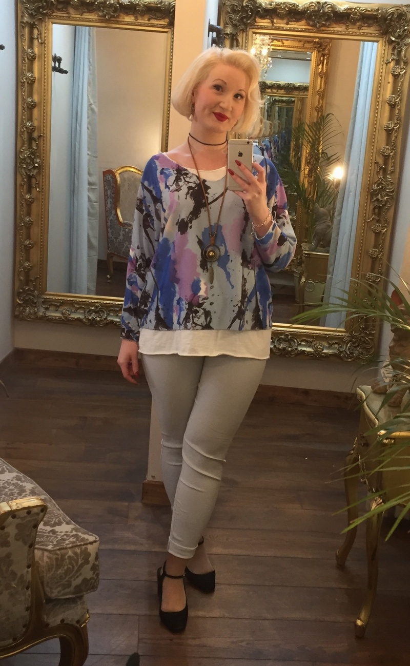 Paint Necklace Top Blue