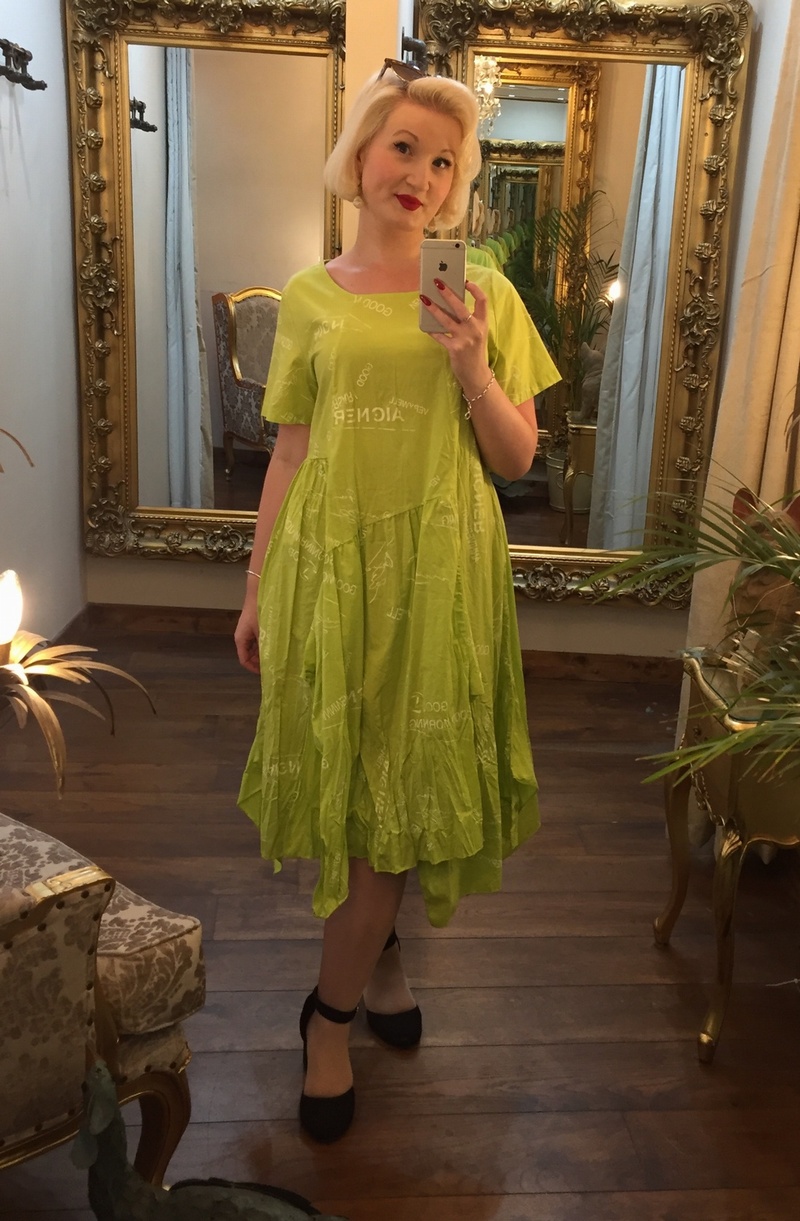 Print Dress Lime Green