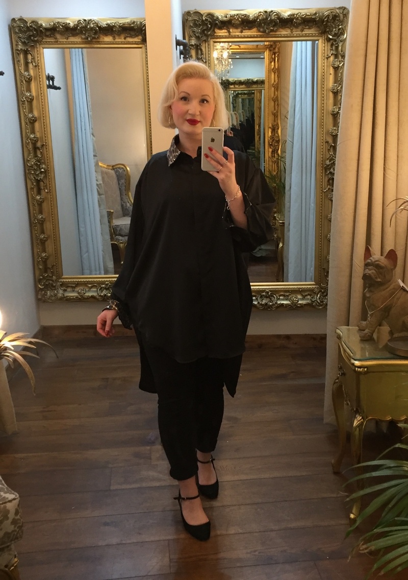 Glitter Collar Shirt Black