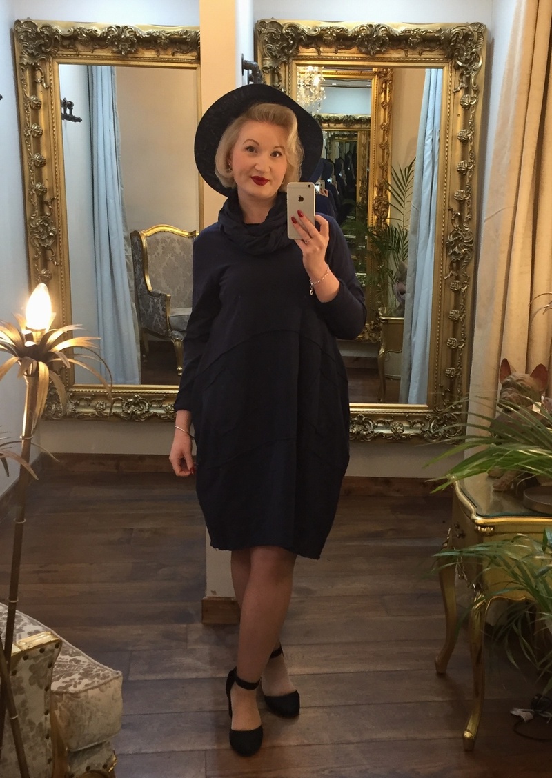 Scarf Tunic Dress Navy