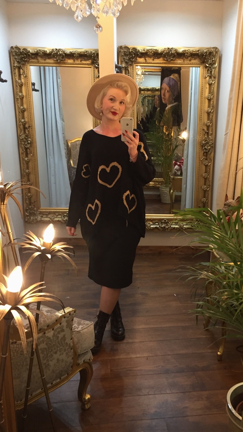 Heart knit Black