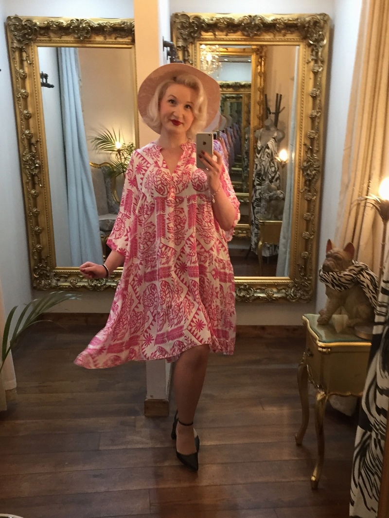 Print Tunic Dress Cerise