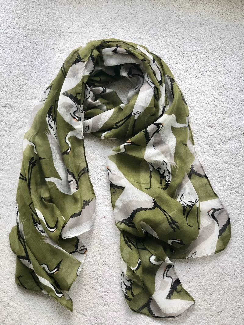 Bird Crane Scarf Apple Green