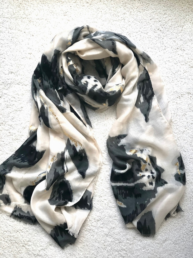 Blush Gold Glint Scarf Black Abstract Design