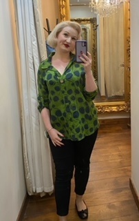 Linen Spot Top Green
