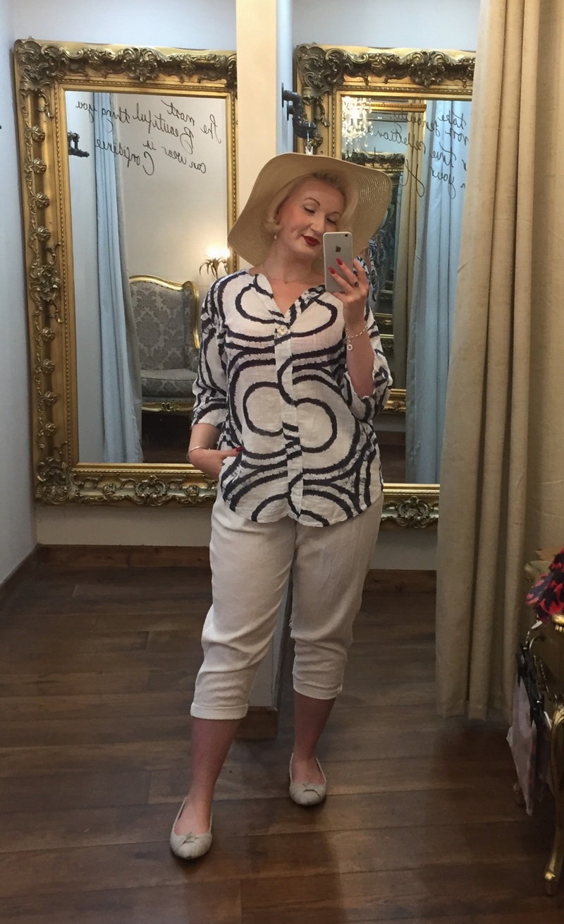 Print Button Top White/Navy