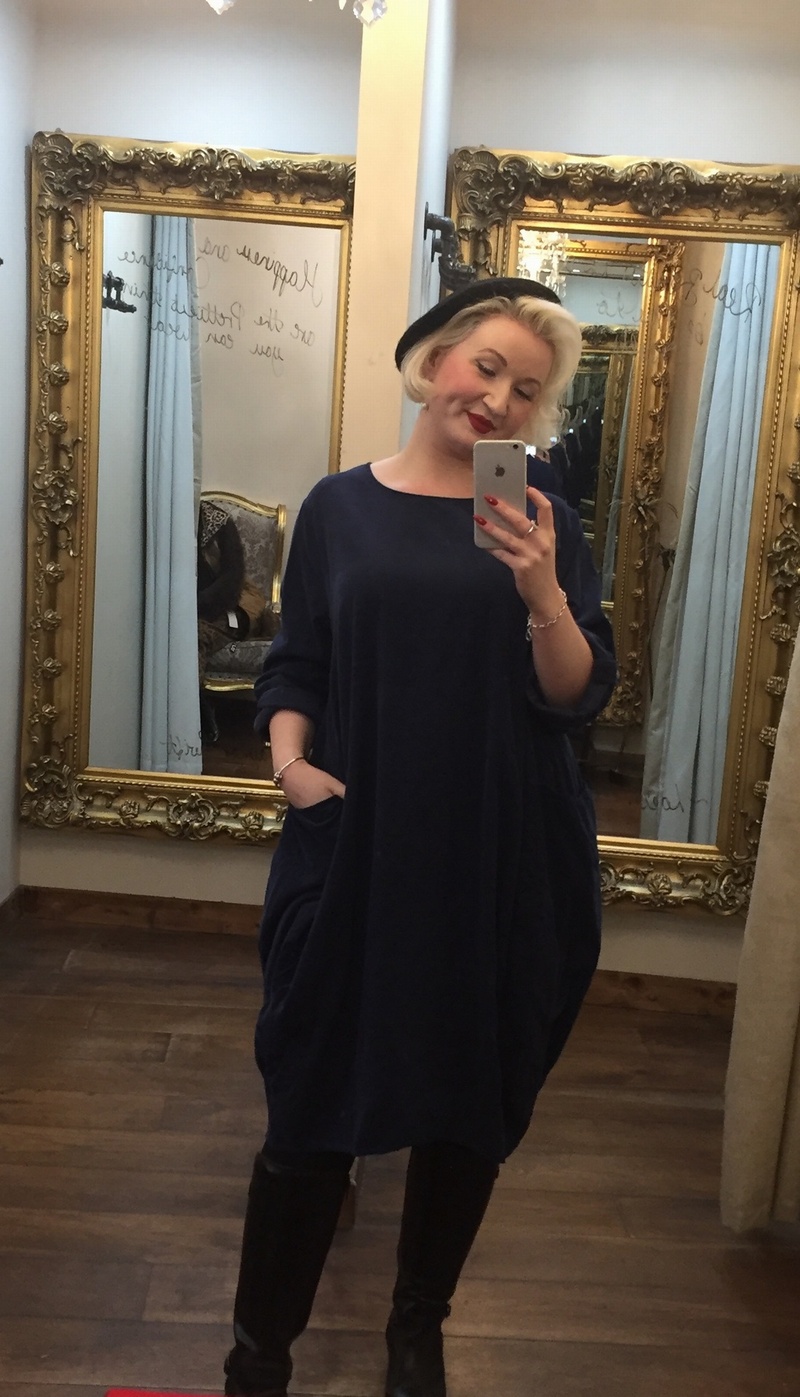 Baby Cord Pocket Dress Navy