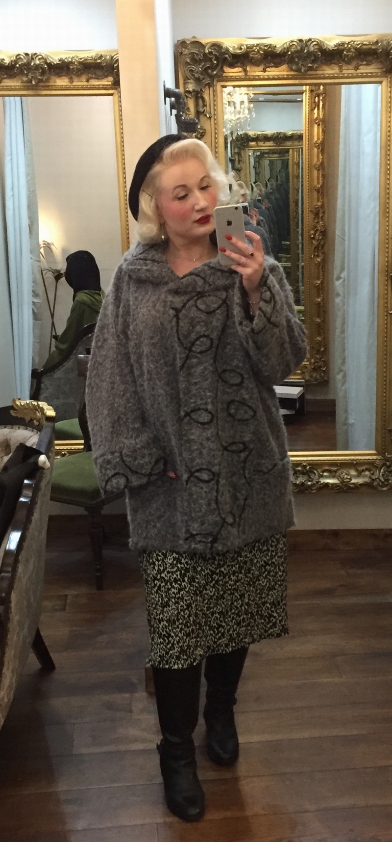 Lin Pattern Coat Grey