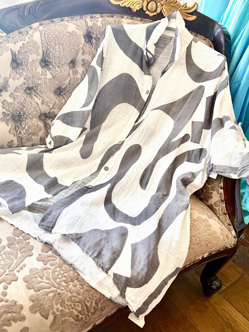 Long Linen Effect Shirt Strawberry