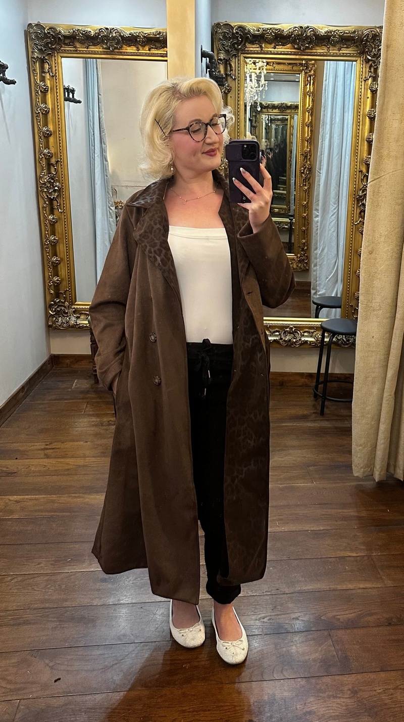 Leopard Collar Coat Chocolate