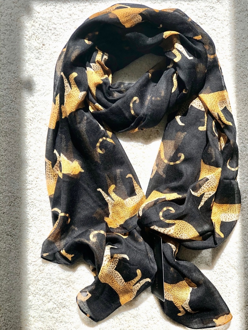 Leopard Design Scarf Black