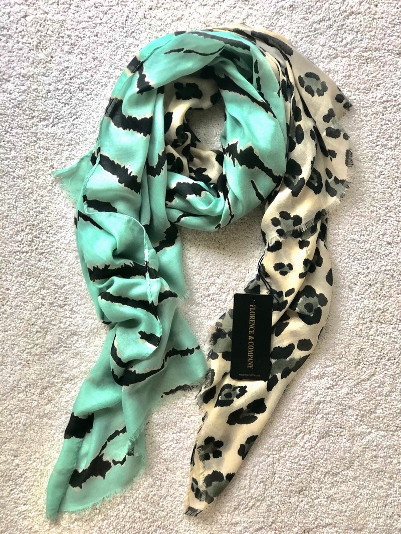 Leopard Accents Scarf Mint