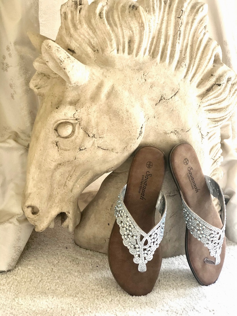Toe Post Jeweled Sandal silver