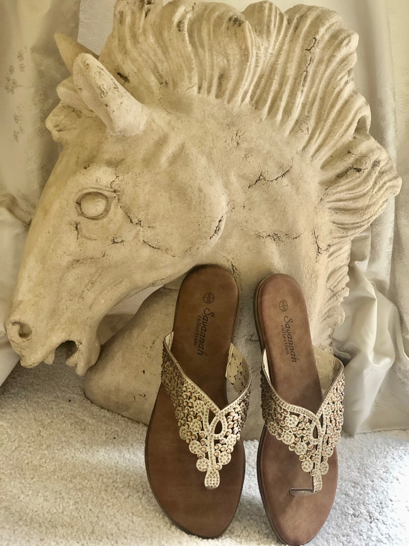 Toe Post Jeweled Sandal Gold