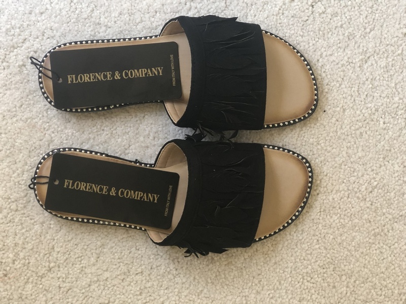 Feather Effect Sandal Black
