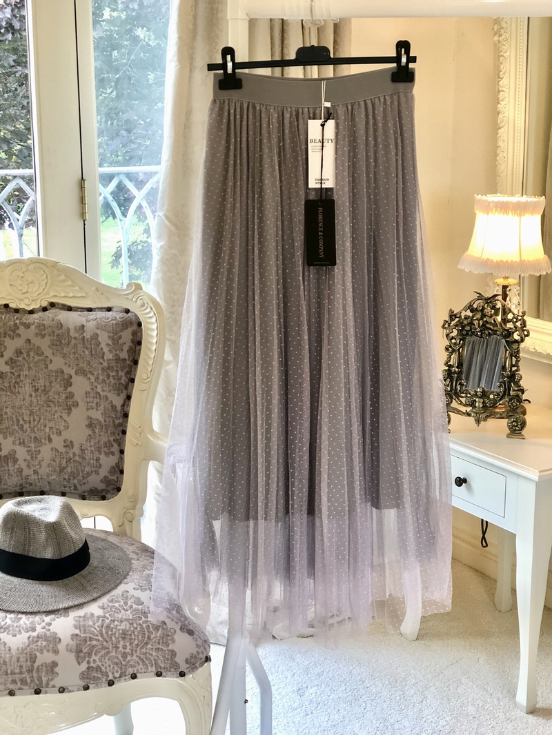 Polka dot  Net Skirt Grey
