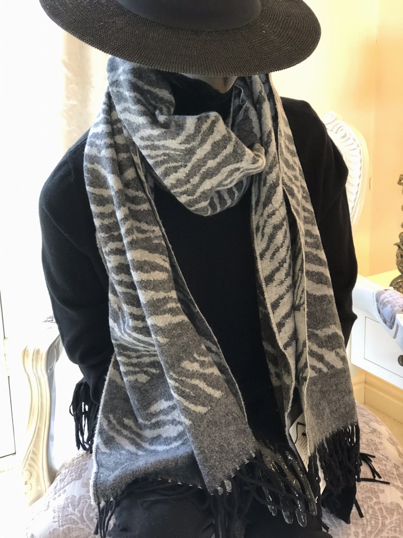 Italian Zebra Design  Mix Scarf Grey