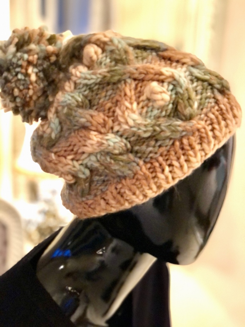 Pom Hat Camel/Pistachio/ Cream