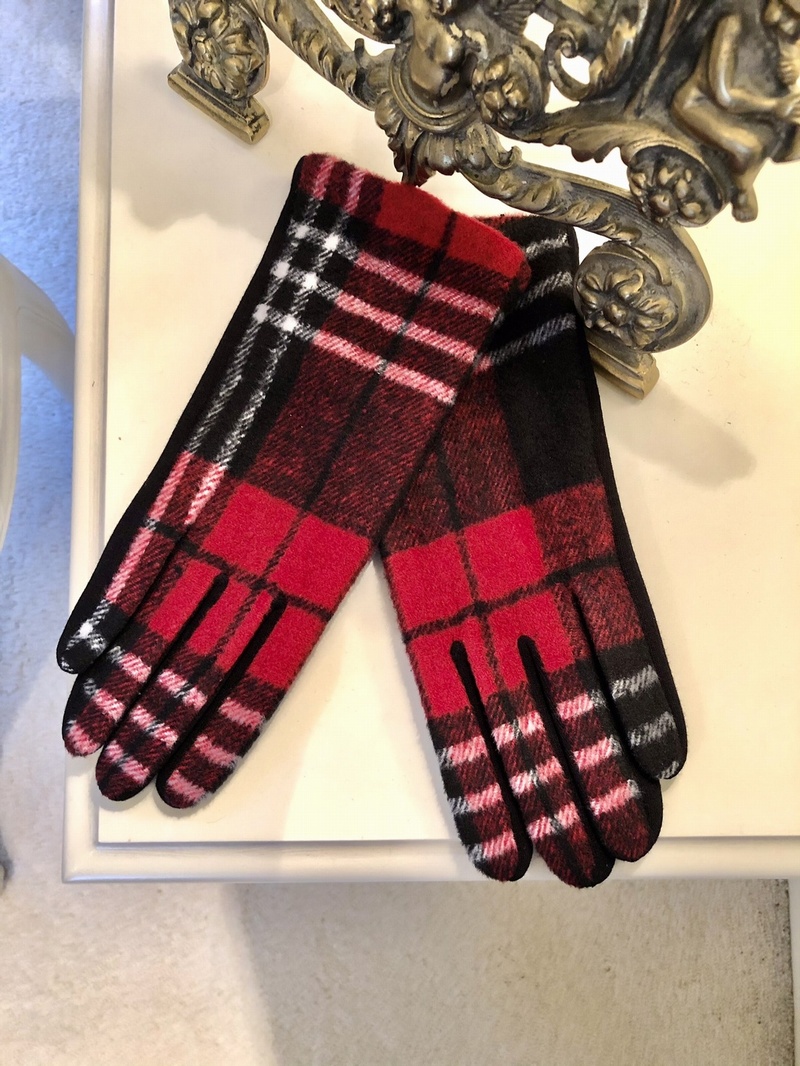 Spandex Gloves Check Red