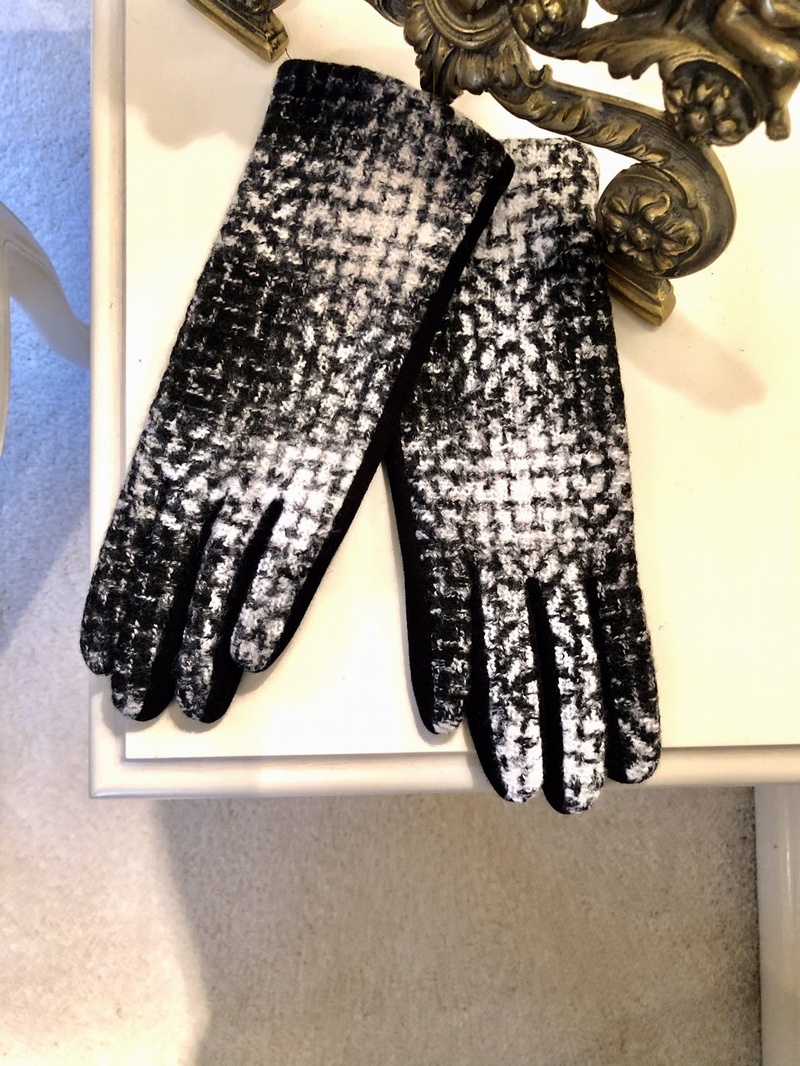 Spandex Gloves Small Check Grey