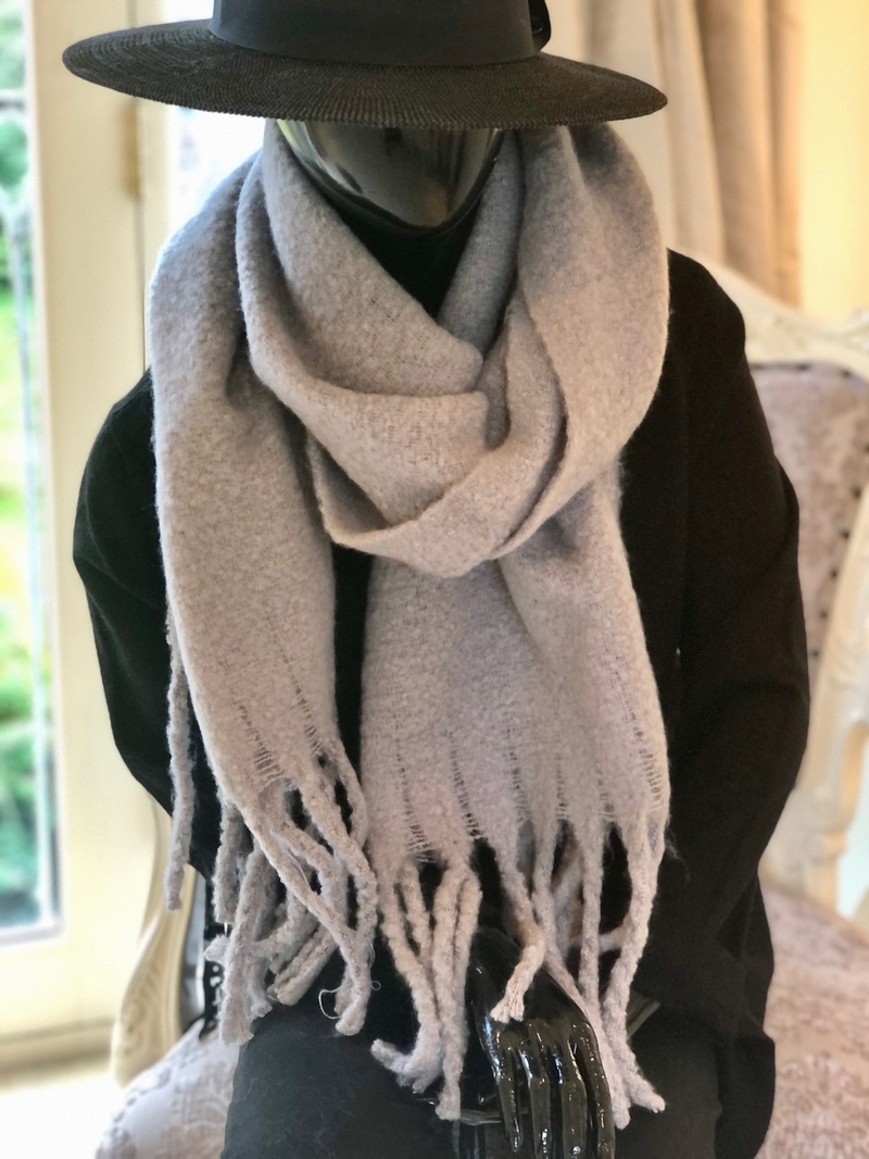 Soft Long  Tassle Wrap Grey